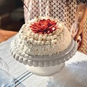 Tiffany Small Cake Stand With Dome - Bianco Latte