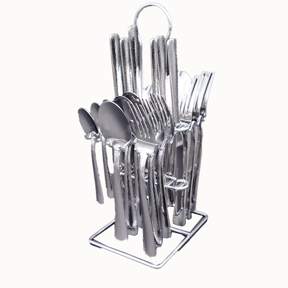 Mirror Finish with Dotted Handle Cutlery Set - 24pcs