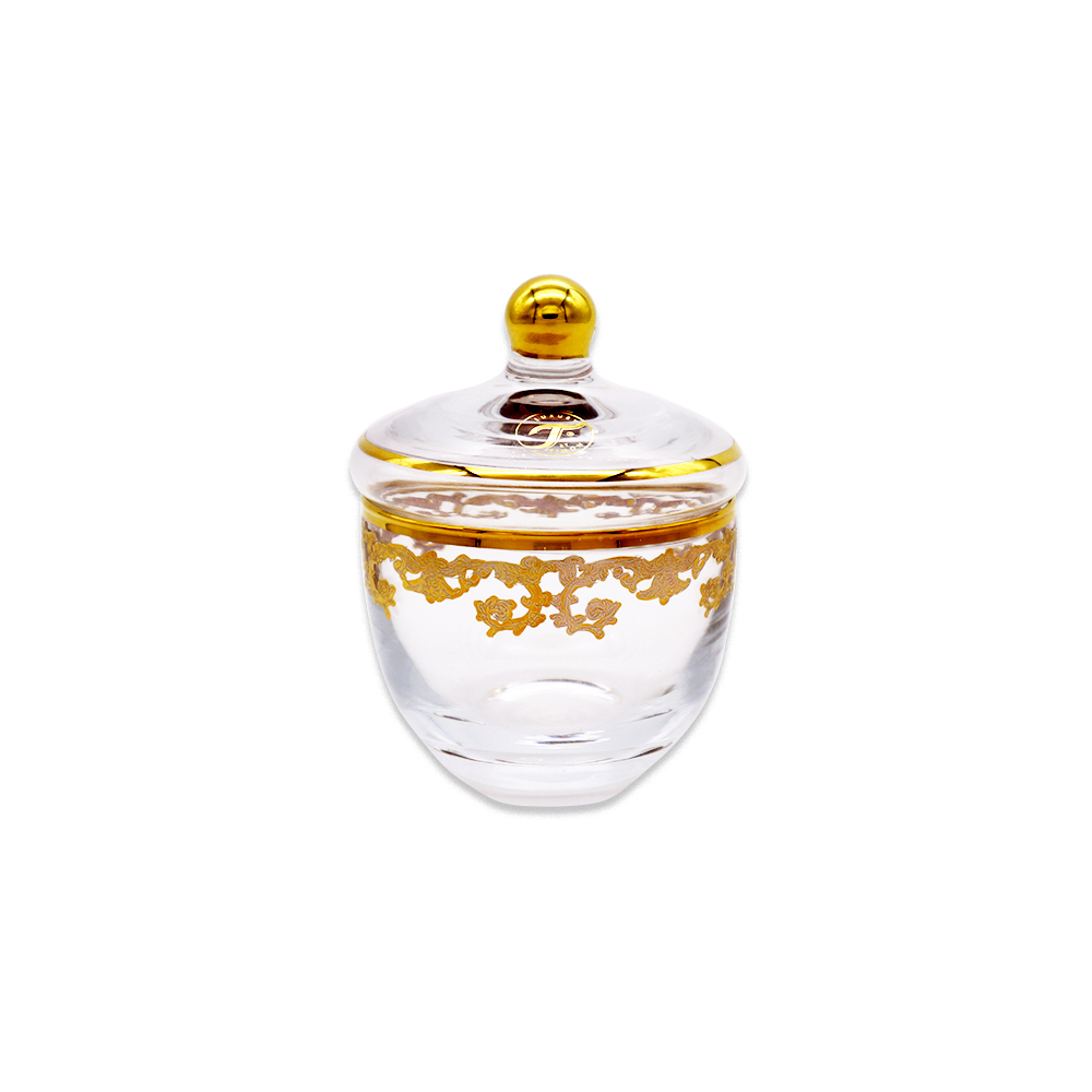 Sugar Bowl with Rim Gold Engraving