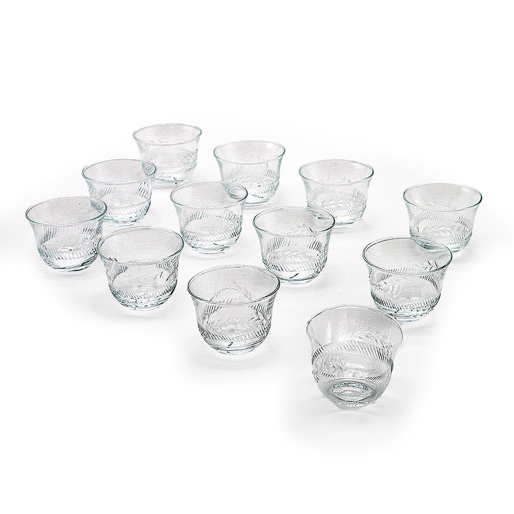 Glass Coffee Cup Set with Flowers Pattern - 12pcs