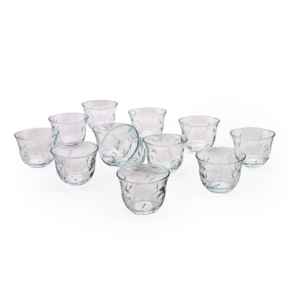 Glass Coffee Cup Set with Branches Pattern - 12pcs