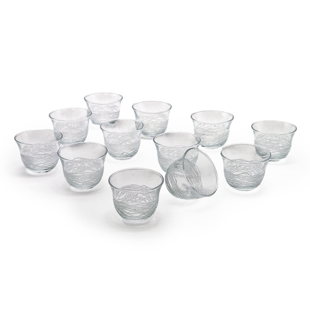 Frosted Glass Coffee Cup Lines Set - 12pcs