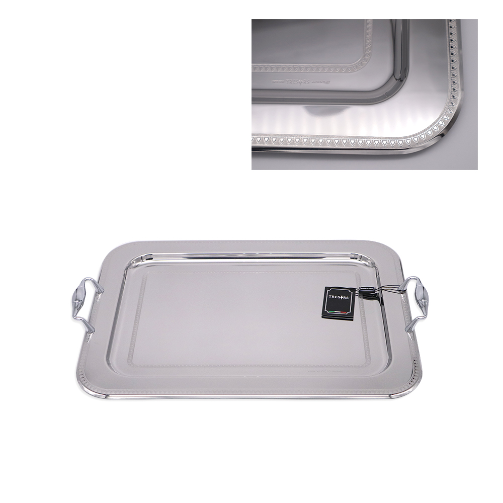 Patrizia Lines 3 Rectangular Tray - Inox Silver