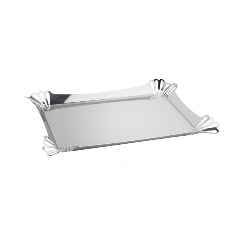 Rectangular Stainless Steel Mirror Tray - 43 x 32 cm - Silver