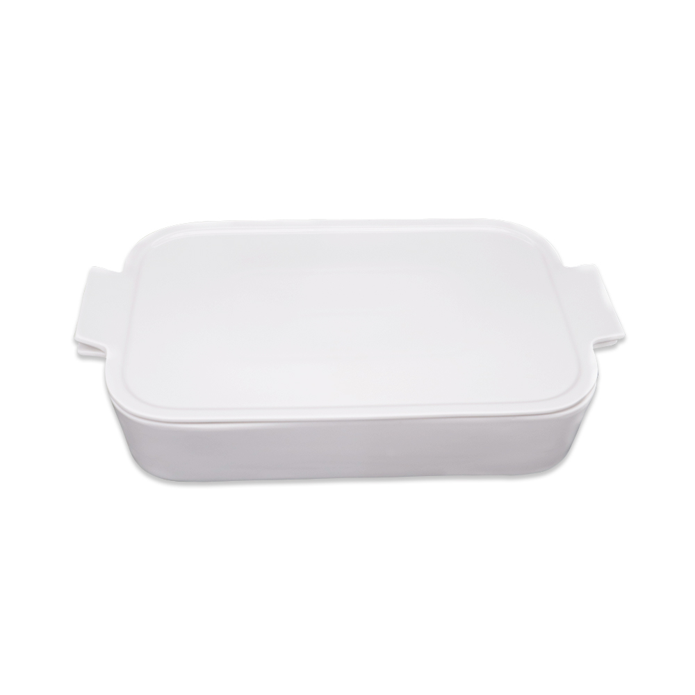 Plain Rectangular Casserole Cover White - 40cm