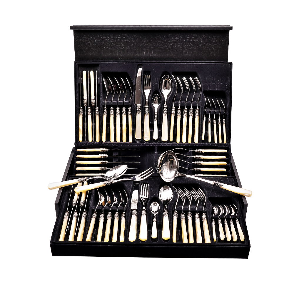 Napoleon Pearl Ivory Cutlery Set with Box - 75 Pcs
