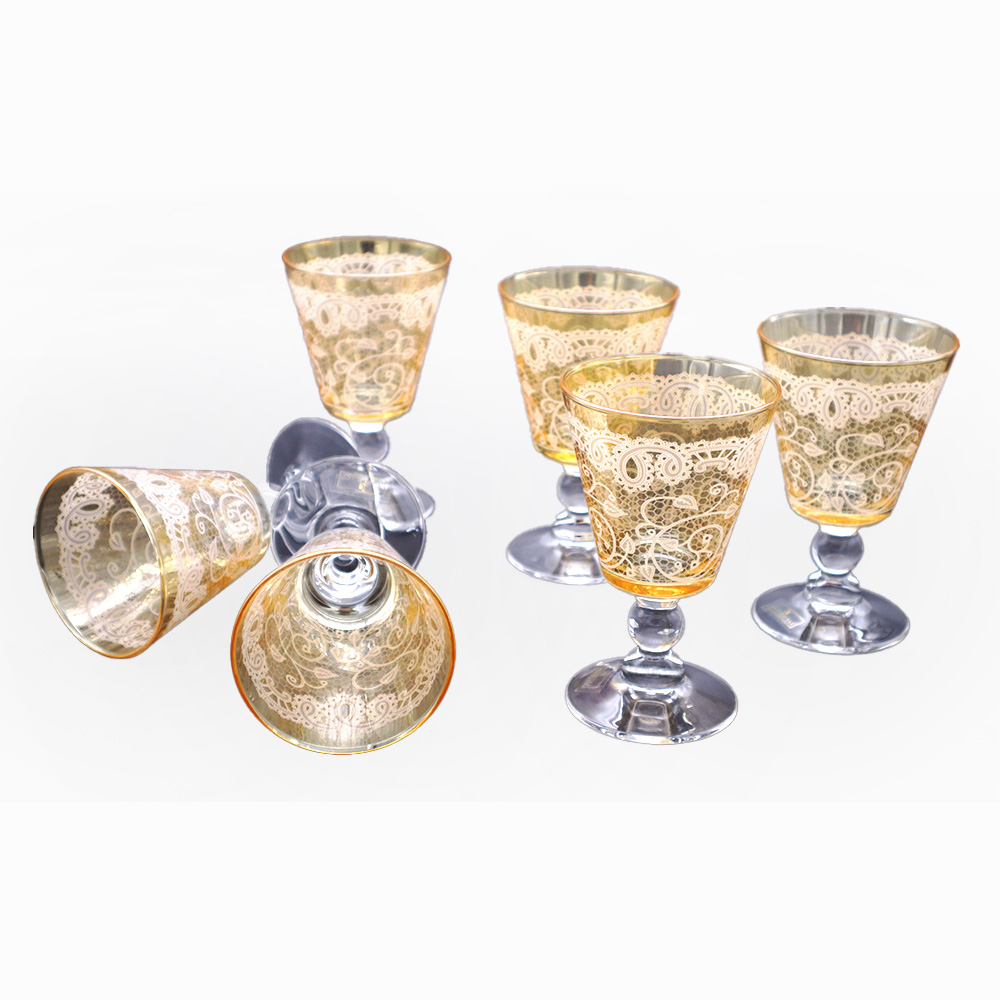 Rubens Dantel Amber Glass Set - 6pcs