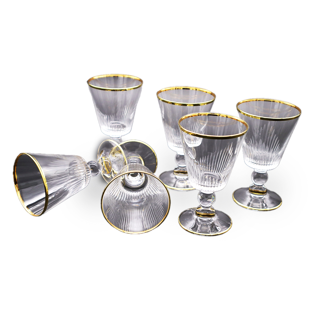 Rubens Cut Milano Gold Glass Set - 6pcs