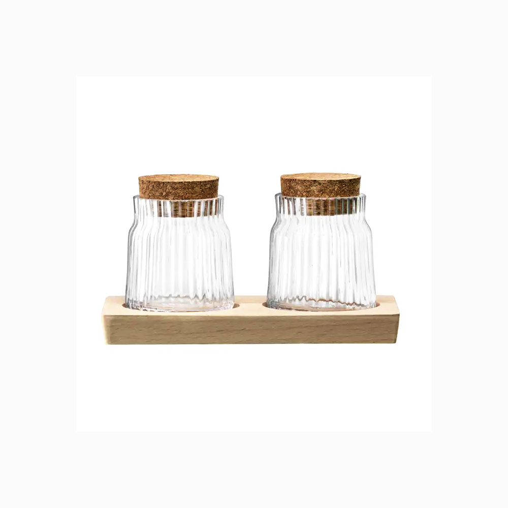 Gio Line Container Set with Cork Stoppers & Base 