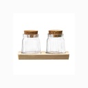 Gio Line Container Set with Cork Stoppers & Base 